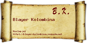 Blayer Kolombina névjegykártya